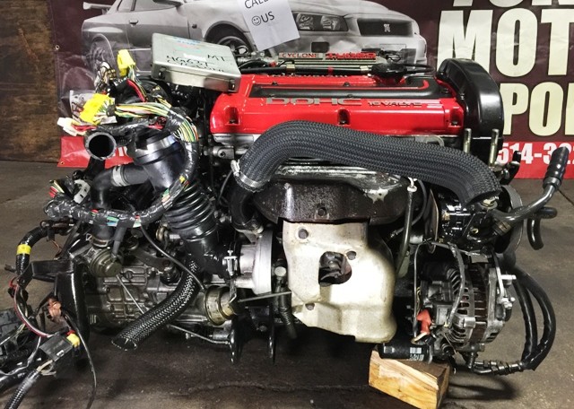 JDM MITSUBISHI 4G63T TURBO CYCLONE 6 BOLT ENGINE WITH MT 5 SPEED AWD TRANSMISSION 2
