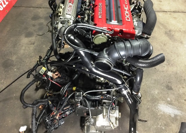 JDM MITSUBISHI 4G63T TURBO CYCLONE 6 BOLT ENGINE WITH MT 5 SPEED AWD TRANSMISSION 4