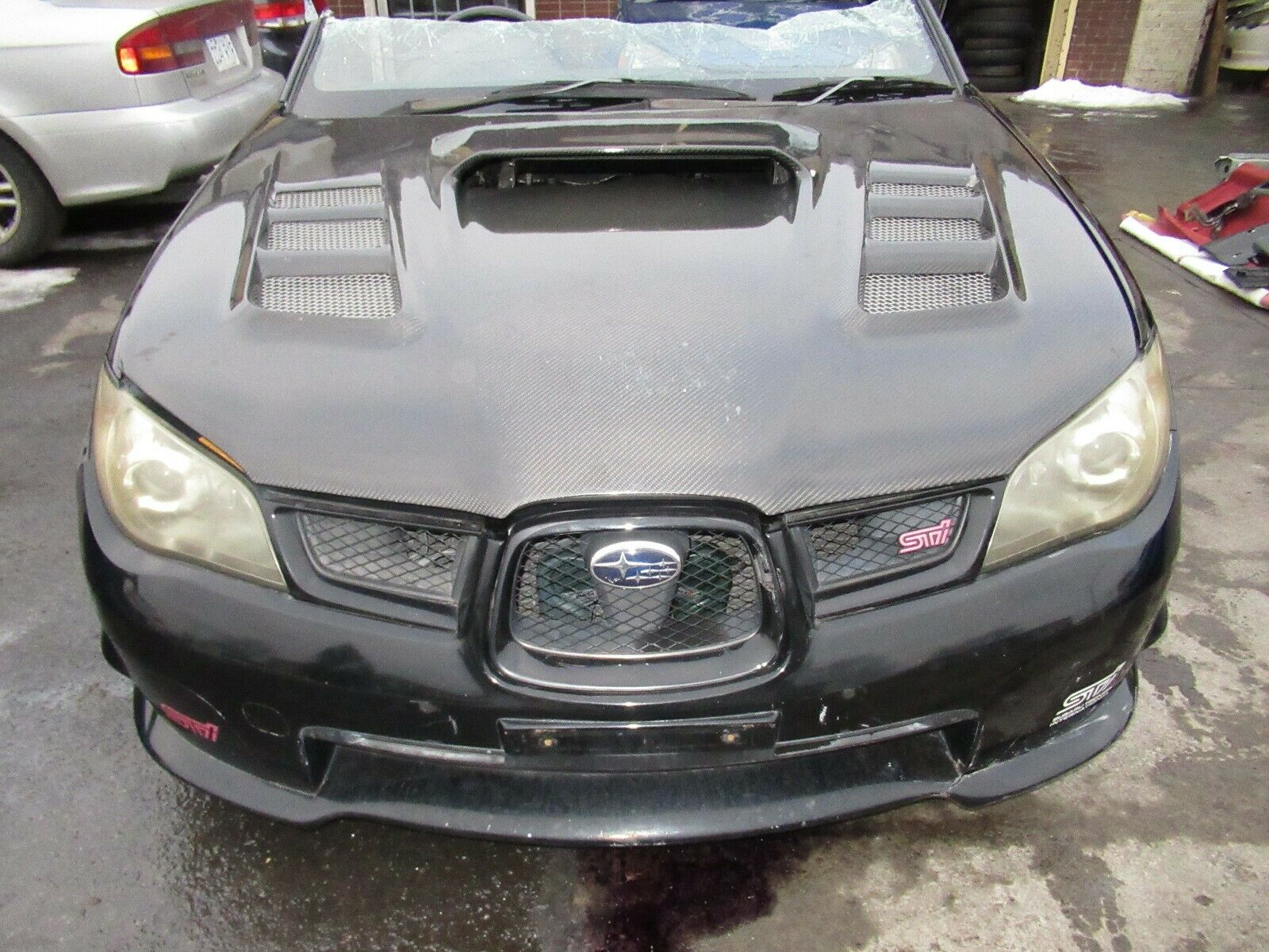 2006 2007 Subaru WRX STi Hawk Eye Front End Conversion V-9 Front Clip Varis Hood